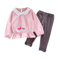 AS-1513G طقم بناتي قطني قطعتين ( بلوزة + بنطلون)