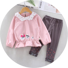 AS-1513G طقم بناتي قطني قطعتين ( بلوزة + بنطلون)