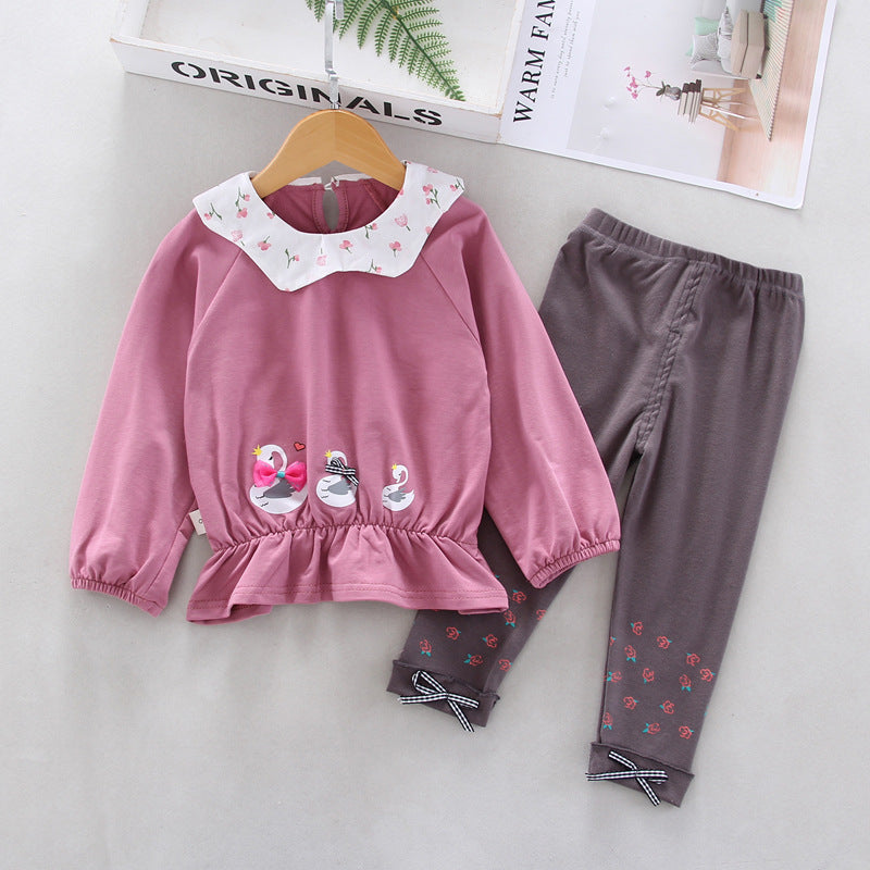 AS-1513G طقم بناتي قطني قطعتين ( بلوزة + بنطلون)