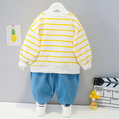 AS-1558B طقم بناتي قطعتين ( بلوزة مع لفحتها + بنطلون جينز)