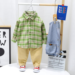 AS-1566B طقم ولادي 3 قطع ( قميص+ فست جينز+ بنطلون كتان)