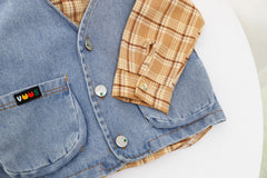 AS-1566B طقم ولادي 3 قطع ( قميص+ فست جينز+ بنطلون كتان)