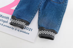 AS-1578B طقم 4 قطع ( قميص + جكيت + بنطلون جينز + ببيونة)