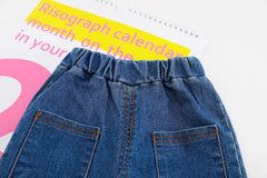 AS-1578B طقم 4 قطع ( قميص + جكيت + بنطلون جينز + ببيونة)