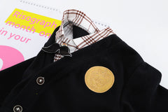 AS-1578B طقم 4 قطع ( قميص + جكيت + بنطلون جينز + ببيونة)