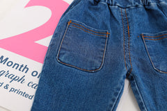 AS-1578B طقم 4 قطع ( قميص + جكيت + بنطلون جينز + ببيونة)