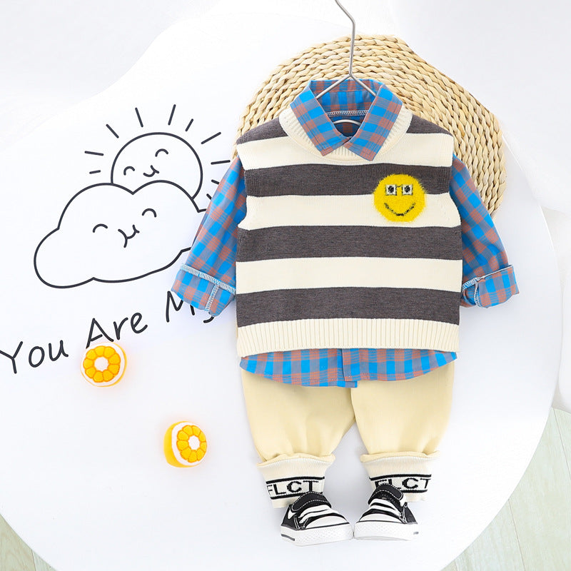 AS-1580B طقم ولادي 3 قطع ( قميص + فست صوف + بنطلون)