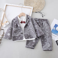 AS-1590B بدلة 4 قطع ( بلوزة + جكيت + بنطلون + ببيونة)