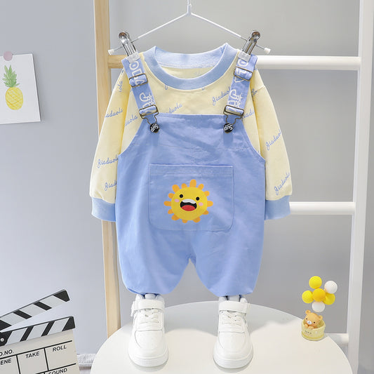 AS-1603G طقم افرهول ربيعي قطعتين( افرهول+ بلوزة قطنية)