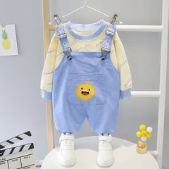 AS-1603G طقم افرهول ربيعي قطعتين( افرهول+ بلوزة قطنية)