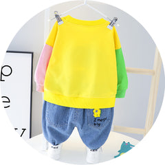 AS-1679G طقم قطعتين ولادي + بناتي ( بلوزة قطنية + بنطلون جينز ناعم )