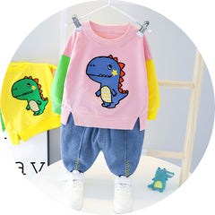 AS-1679G طقم قطعتين ولادي + بناتي ( بلوزة قطنية + بنطلون جينز ناعم )