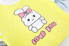 AS-1703G طقم ارنوب خريفي ربيعي قطعتين ( بلوزة + بنطلون مزين بالشفون)