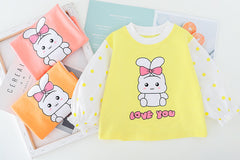 AS-1703G طقم ارنوب خريفي ربيعي قطعتين ( بلوزة + بنطلون مزين بالشفون)