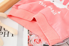 AS-1704G طقم ارنوب قطني قطعتين ( بلوزة مزينة بالشيفون + بنطلون)