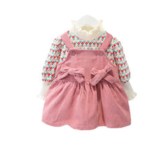 AS-1706G فستان خريفي شتوي قطعتين ( بلوزة صوف نصف جولف + فستان كورد روي)