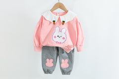 AS-1709G طقم الارنوب القطني ( بلوزة + بنطلون )