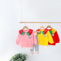 AS-1714G طقم بناتي قطني قطعتين ( بلوزة + بنطلون فيزون)