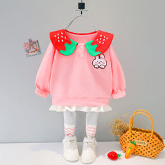 AS-1714G طقم بناتي قطني قطعتين ( بلوزة + بنطلون فيزون)