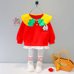 AS-1714G طقم بناتي قطني قطعتين ( بلوزة + بنطلون فيزون)