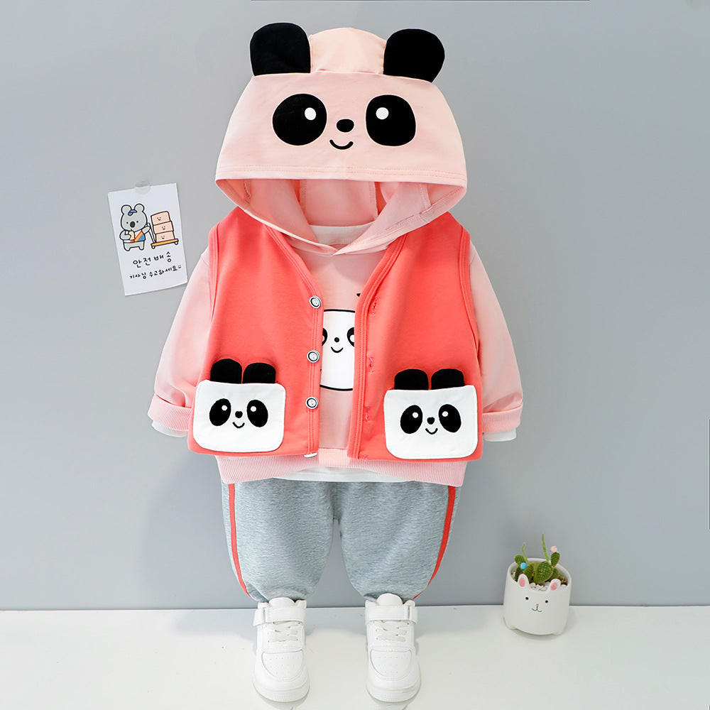 AS-1719G  طقم الباندا بجي 3 قطع ( بلوزة + فست + بنطلون)