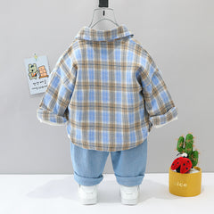 AS-2059B طقم 3 قطع ( بلوزة + قميص + بنطلون جينز )