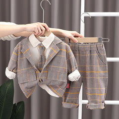 AS-2099B بدلة ولادي قطنية دافية بتجي 4 قطع ( جكيت + قميص+ جرافة+ بنطلون)