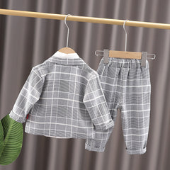 AS-2099B بدلة ولادي قطنية دافية بتجي 4 قطع ( جكيت + قميص+ جرافة+ بنطلون)