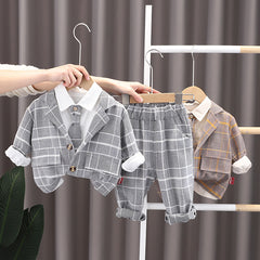 AS-2099B بدلة ولادي قطنية دافية بتجي 4 قطع ( جكيت + قميص+ جرافة+ بنطلون)