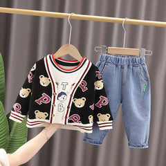 AS-2100B طقم 3 قطع( بلوزة + جكيت + بنطلون جينز)