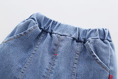 AS-2104B طقم جينز ولادي قطعتين ( بلوزة قطنية + بنطلون جينز ناعم)