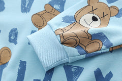 AS-2104B طقم جينز ولادي قطعتين ( بلوزة قطنية + بنطلون جينز ناعم)