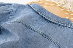 AS-2218G طقم 3 قطع ( فستان كم كامل + جاكيت جينز + فيزون قطني) خريفي وربيعي دافئ