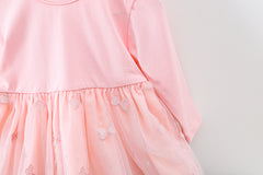 AS-2218G طقم 3 قطع ( فستان كم كامل + جاكيت جينز + فيزون قطني) خريفي وربيعي دافئ