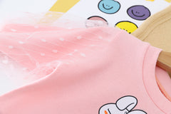 AS-2220G طقم أفرهول جينز قطعتين ( بلوزة قطنية بالشيفون + أفرهول جينز )