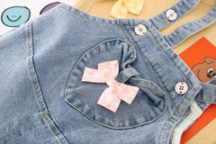 AS-2220G طقم أفرهول جينز قطعتين ( بلوزة قطنية بالشيفون + أفرهول جينز )