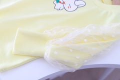 AS-2220G طقم أفرهول جينز قطعتين ( بلوزة قطنية بالشيفون + أفرهول جينز )