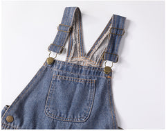 AS-2509G طقم أفرهول جينز قطعتين ( بلوزة مخططة + افرهول جينز )