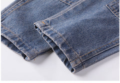 AS-2509G طقم أفرهول جينز قطعتين ( بلوزة مخططة + افرهول جينز )