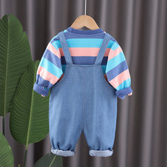 AS-2657B طقم قطني قطعتين ( بلوزة قطنية + أفرهول جينز )