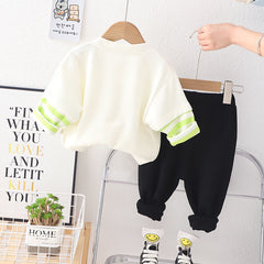 AS-2675B طقم قطني ولادي قطعتين ( بلوزة + بنطلون )