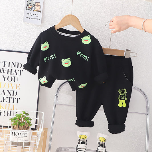 AS-2675B طقم قطني ولادي قطعتين ( بلوزة + بنطلون )