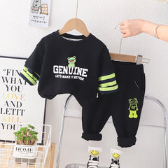 AS-2675B طقم قطني ولادي قطعتين ( بلوزة + بنطلون )