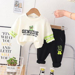 AS-2675B طقم قطني ولادي قطعتين ( بلوزة + بنطلون )