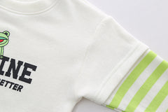 AS-2675B طقم قطني ولادي قطعتين ( بلوزة + بنطلون )