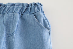 AS-2677G طقم جينز بناتي قطعتين ( بلوزة + بنطلون جينز )