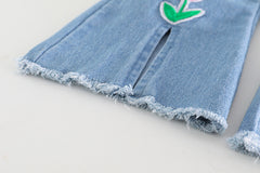 AS-2677G طقم جينز بناتي قطعتين ( بلوزة + بنطلون جينز )