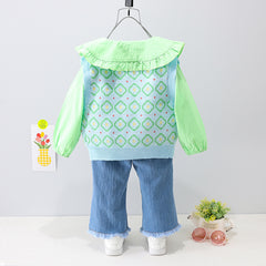 AS-2684G طقم بناتي 3 قطع ( قميص + فست صوف + بنطلون جينز )