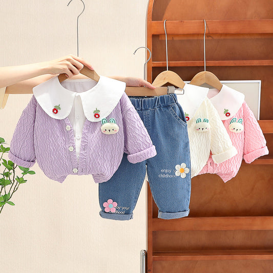 AS-3201G طقم بناتي 3 قطع ( جكيت + قميص + بنطلون جينز )