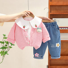 AS-3201G طقم بناتي 3 قطع ( جكيت + قميص + بنطلون جينز )